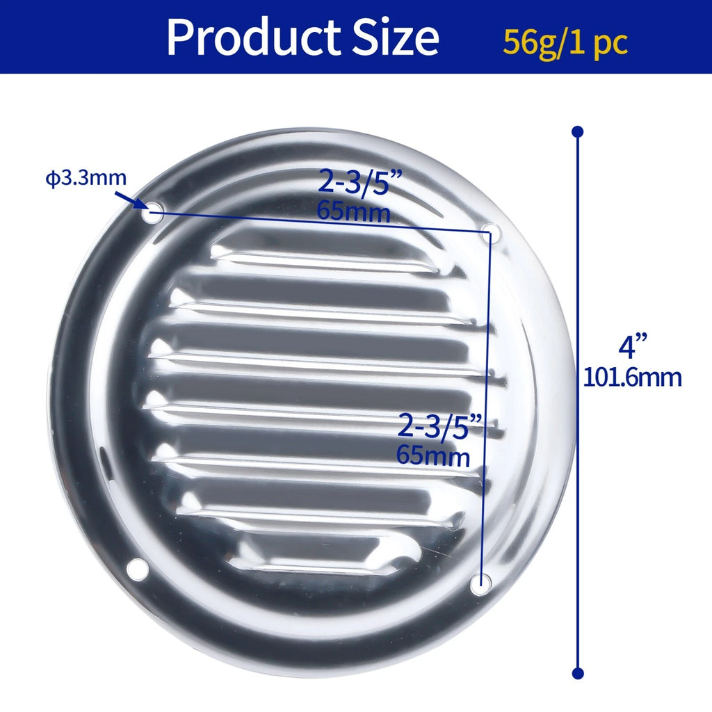 4" Round Louvre Air Vent Stainless Steel for Marine Boat