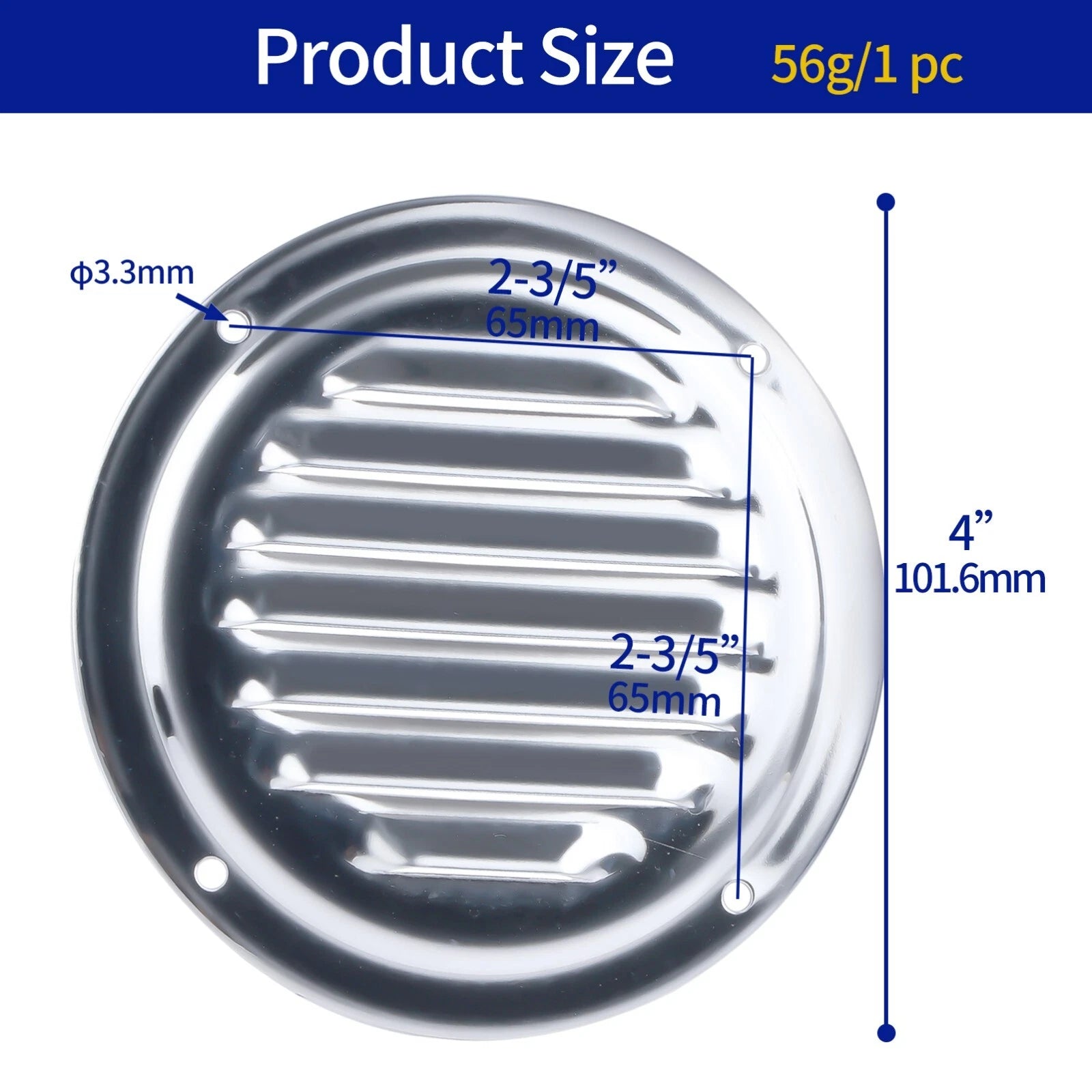 4" Round Louvre Air Vent Stainless Steel for Marine Boat