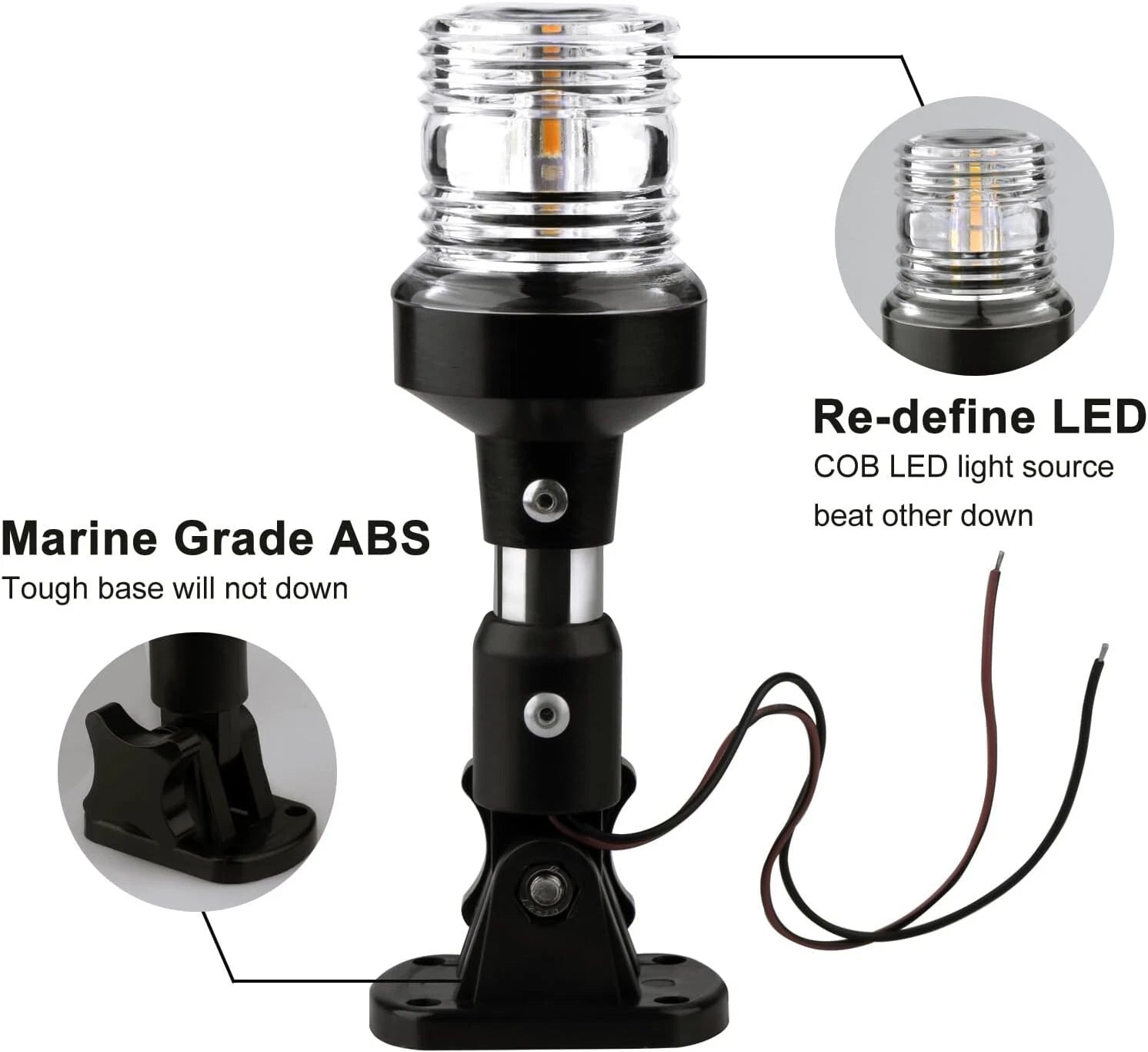 6 in White LED Stern Light for Boat Bimini Top