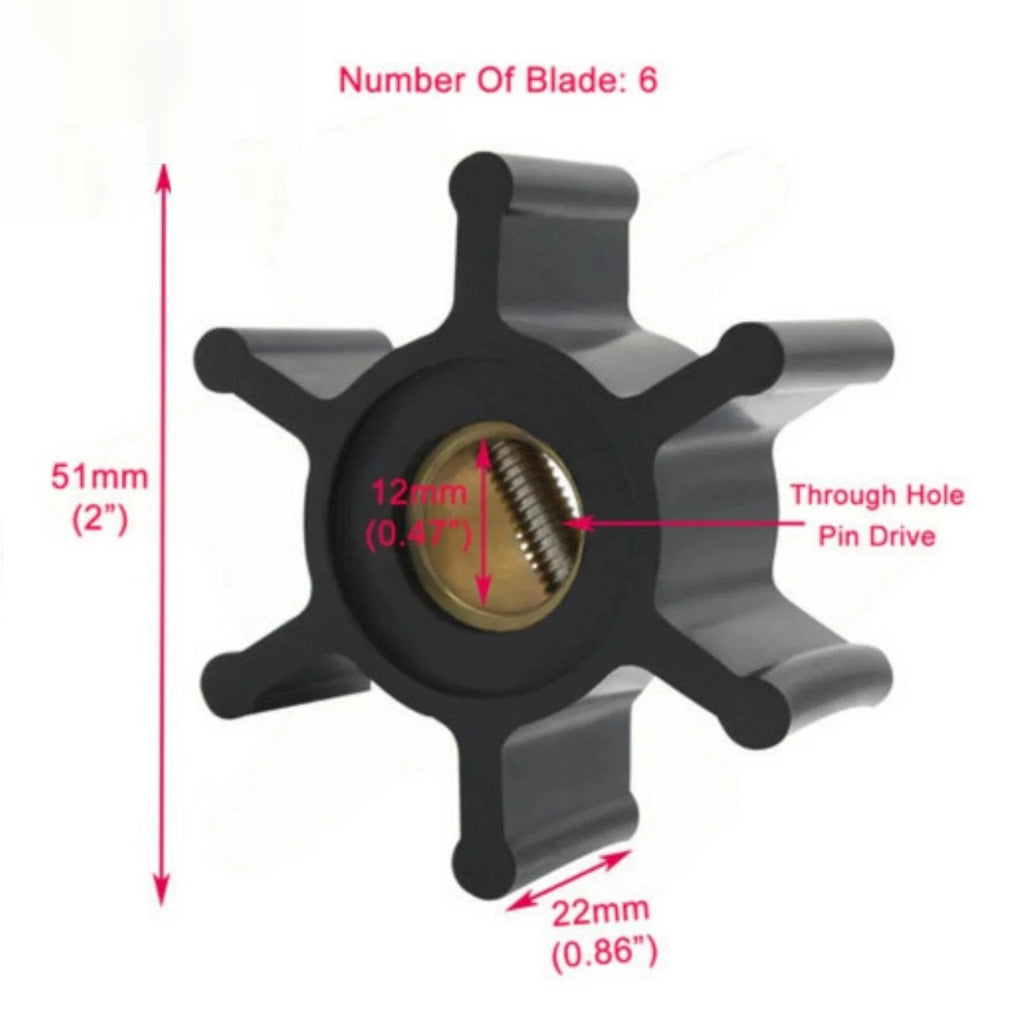 Sea Water Pump Impeller w/Oring for Yanmar 2GM/2YM/3GM/3YM