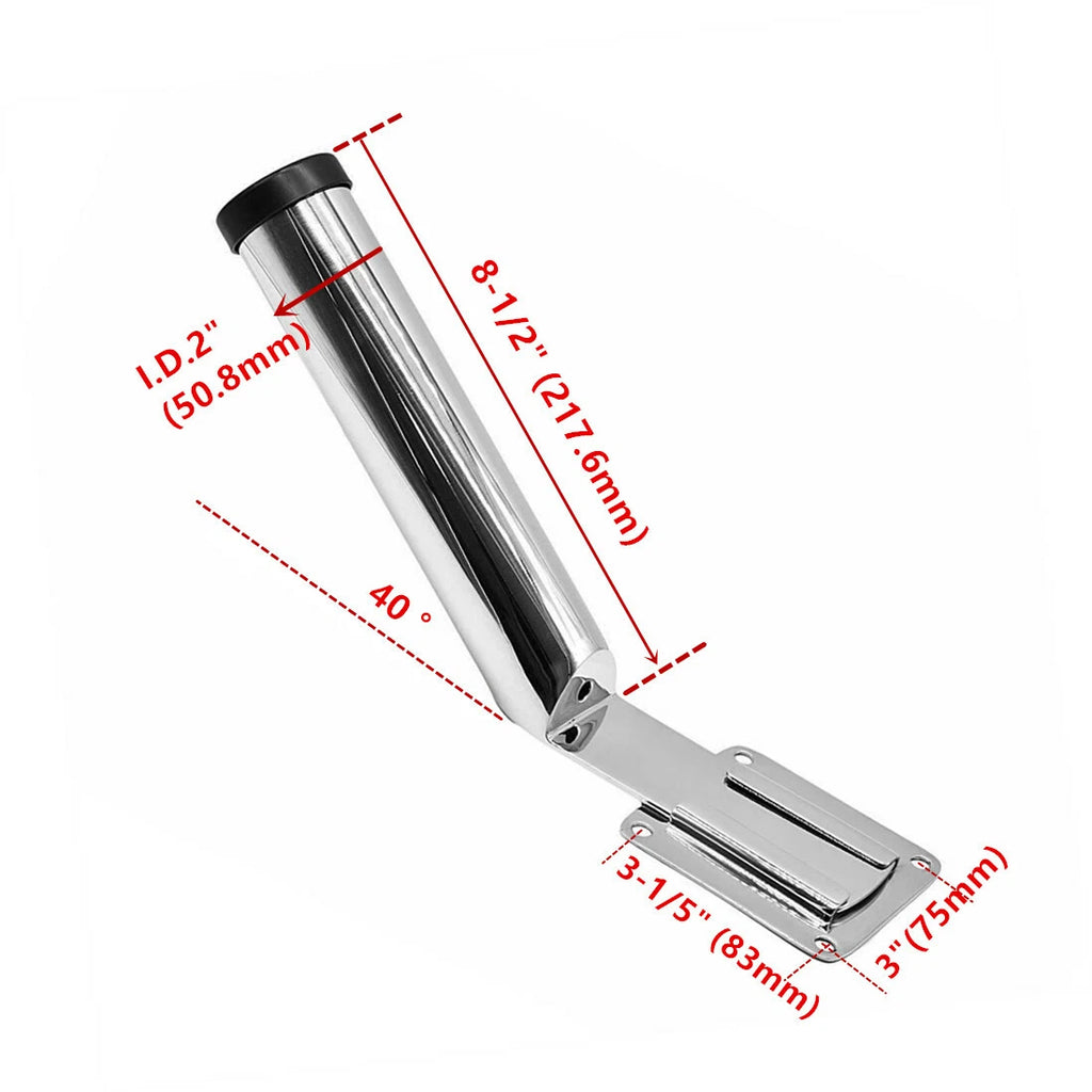 Stainless Steel Slide Mount Fishing Rod Holder Removable for Marine Boat/Yacht