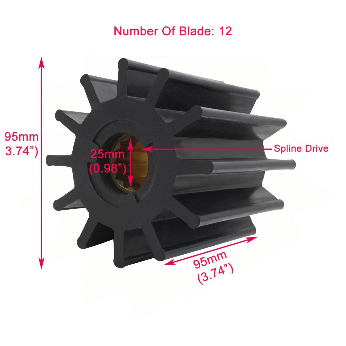 4X Water Pump Neoprene Impeller for Volvo Penta 3830459, Jabsco GTX/RXP/RXT