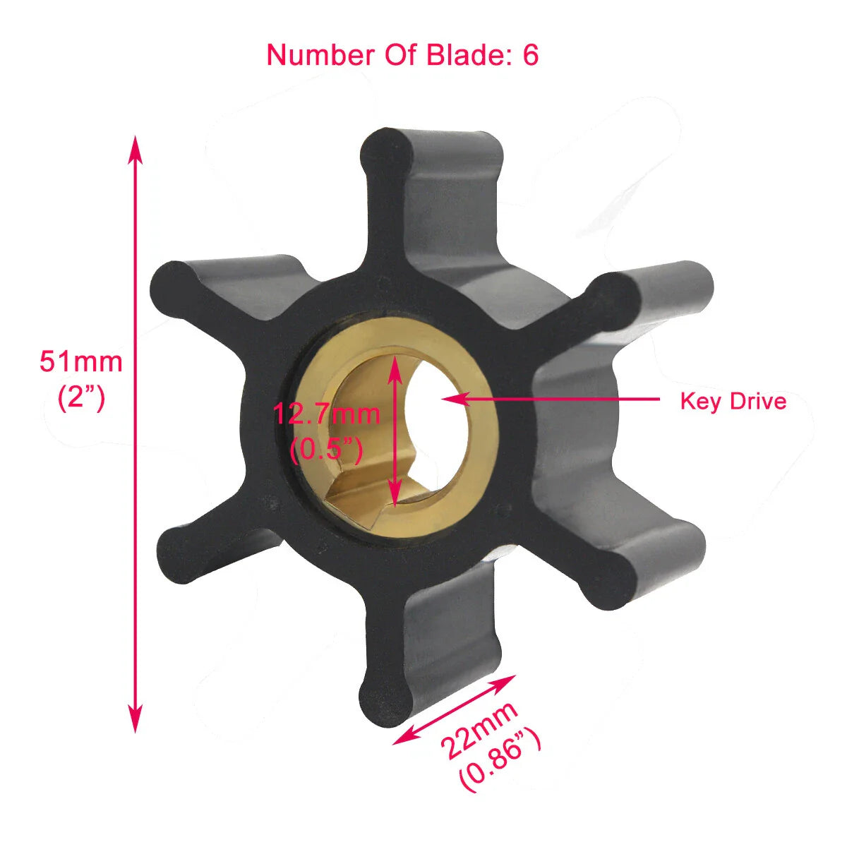 Flexible Impeller with Gasket for Jabsco Yanmar 124223-42092