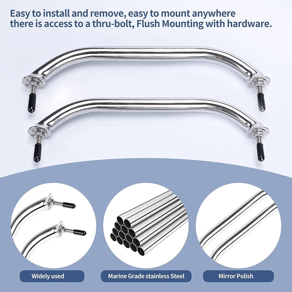 Stainless Steel Polished Grab Handle 12" for Boat Door Bath RV (2020–2023)