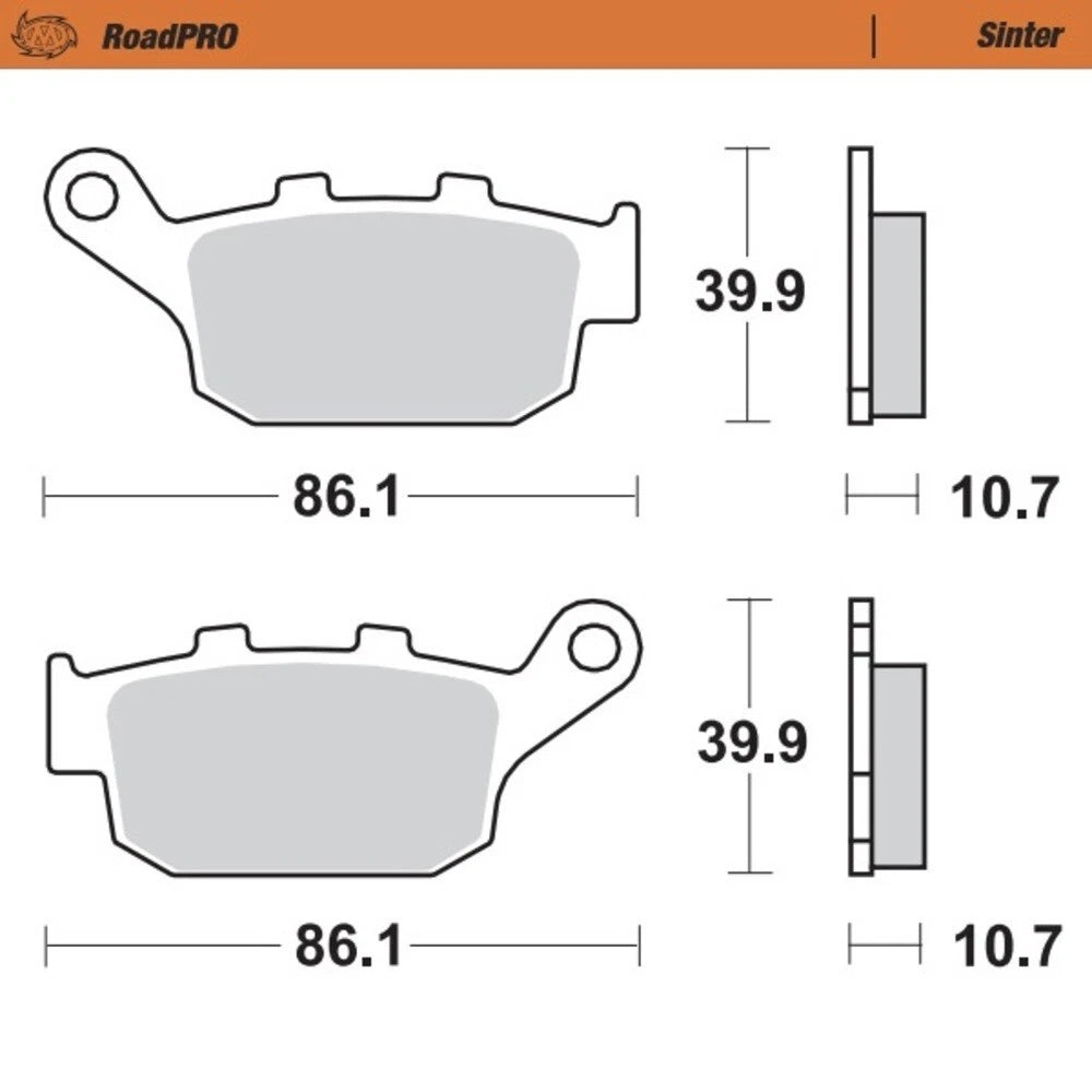 MotoMaster Rear Brake Pads for Honda NX650 DOMINATOR 1988-1997 RoadPRO Sinter