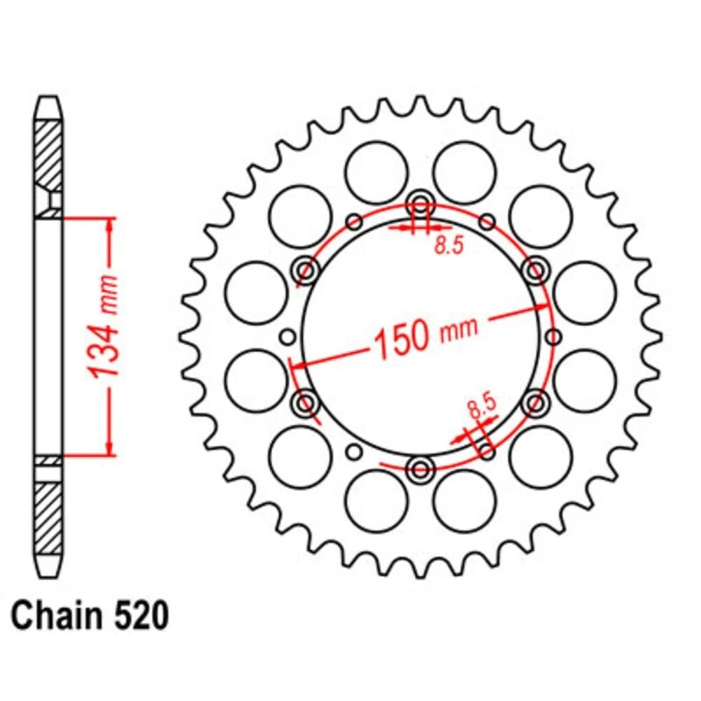 RK 45T Rear Sprocket for Suzuki RMZ250 (2004–2006)