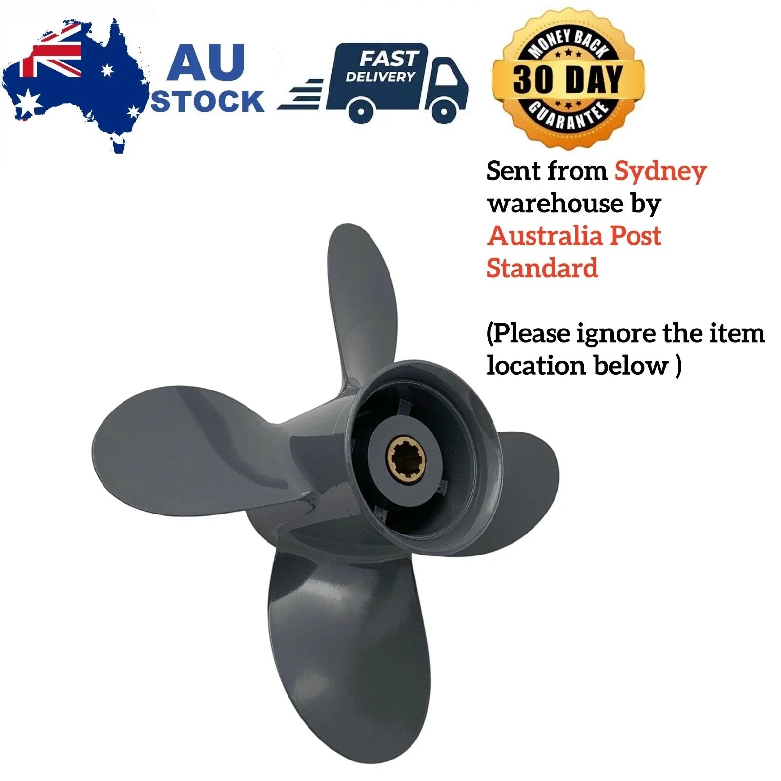 Propeller 9 1/4x10 for Honda Outboard 10-20HP 4-Blade Aluminum 8 Tooth