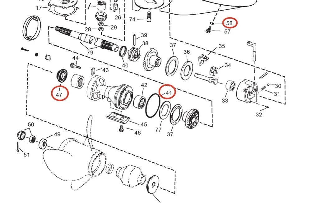 New Lower Gearcase Seal Kit for Evinrude/Johnson V4/V6 2002-2006